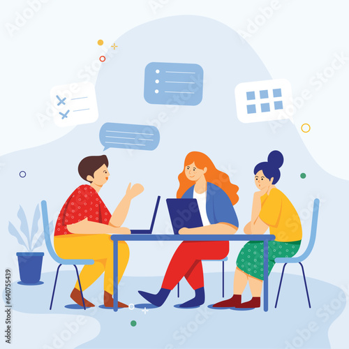 business people working together , Working with team illustration useable for both ios android and web