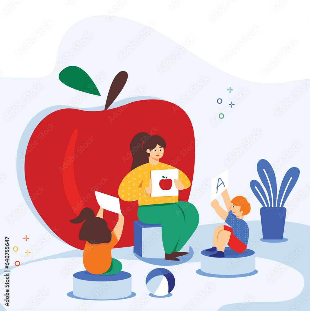 Teaching at school illustration useable for both ios android and web