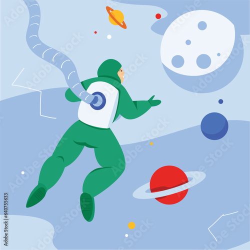 Space discovery illustration useable for both ios android and web