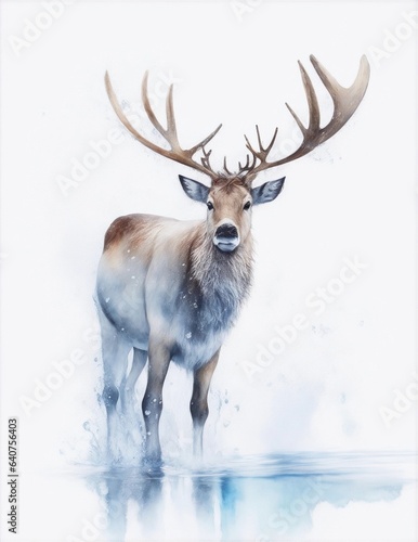 deer watercolor on white background illustration