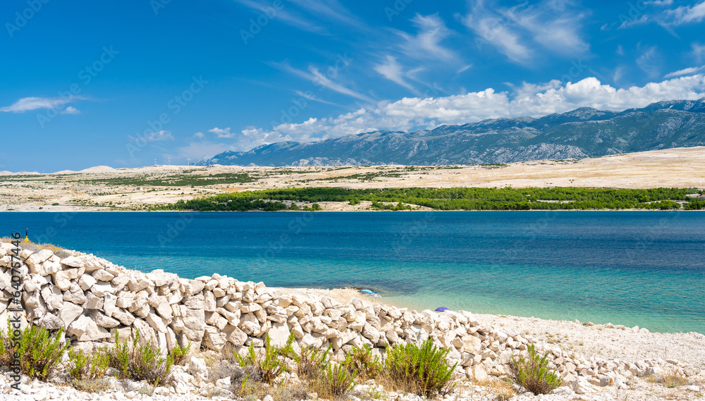 paradise beach on Pag island in Croatia