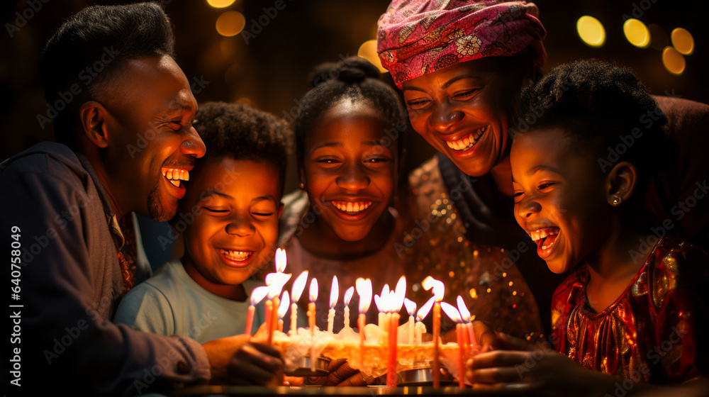 Captivating scene of a radiant 60-year-old woman in joyful celebration, lovingly surrounded by her family as she blows out her birthday cake candles. Captivating scene of a radiant 60-year-old woman in joyful celebration, lovingly surrounded by her family as she blows out her birthday cake candles.