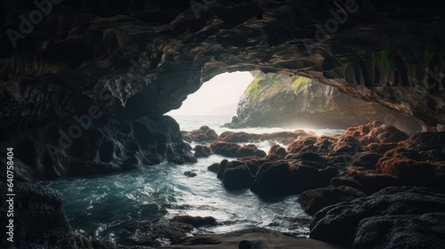 Illustration of a coral cave in the beautiful sea, very beautiful