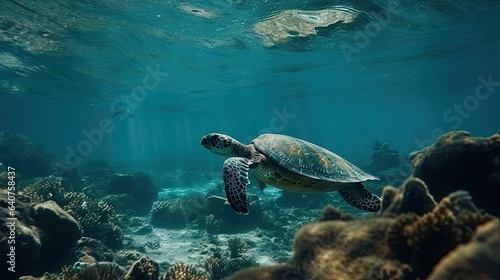 Illustration of a very beautiful underwater scene, very beautiful