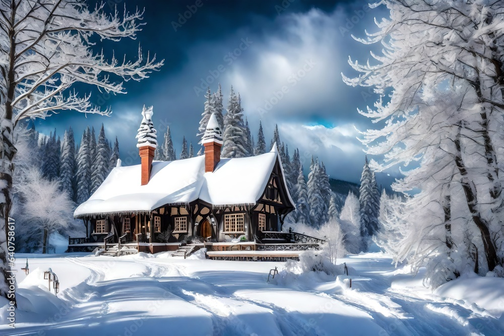 Naklejka premium house in the snow