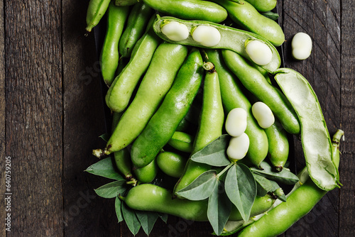 Green fava beans.