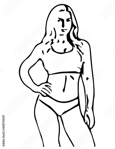 Outline of a girl in a sports uniform. Silhouette of a woman