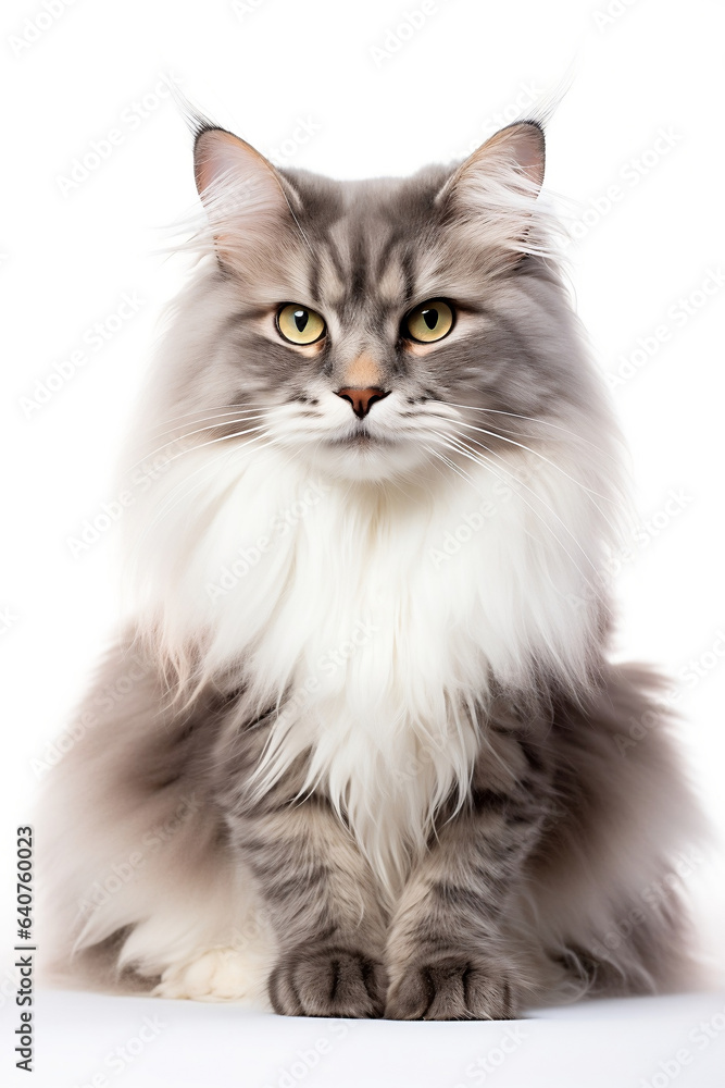 Gorgeous and majestic Persian cat on a white background