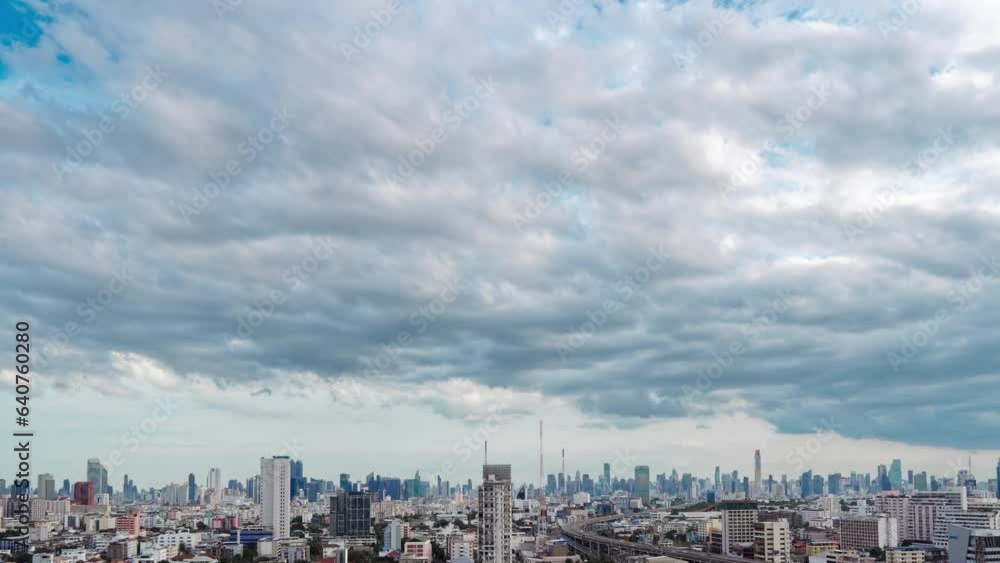 Aerial view of Bangkok metropolis in Thailand , time lapse cityscape background Aerial view of Bangkok metropolis in Thailand , time lapse cityscape background