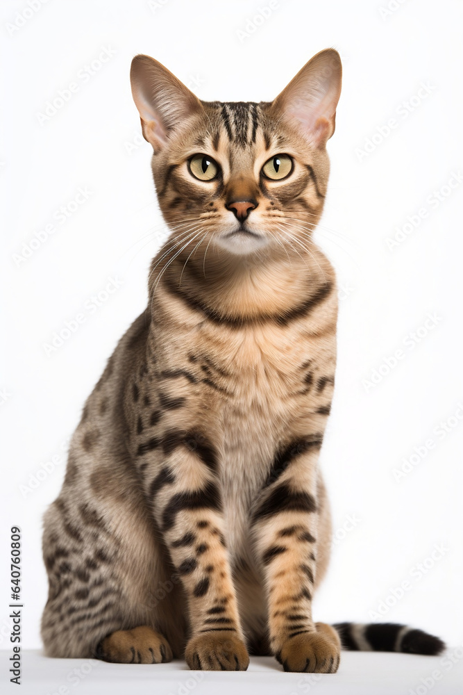 Beautiful beige tabby cat on a white background Beautiful beige tabby cat on a white background