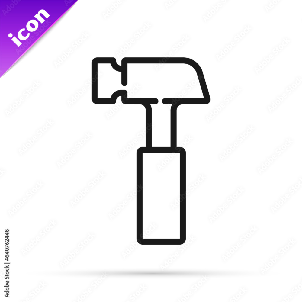 Black line Hammer icon isolated on white background. Tool for repair. Vector Black line Hammer icon isolated on white background. Tool for repair. Vector
