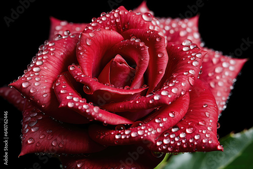 Fototapeta Naklejka Na Ścianę i Meble -  Close up of a red rose with water droplets. High quality photo