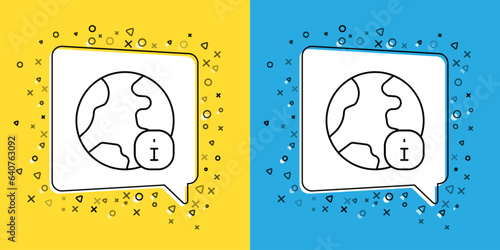 Set line World news icon isolated on yellow and blue background. Breaking news, world news tv. Vector