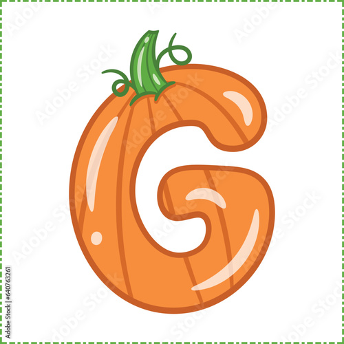 Halloween English Alphabet letter G Pumpkin theme drawing