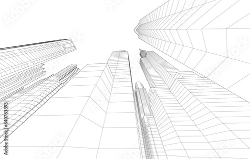 Abstract architecture vector 3d illustration