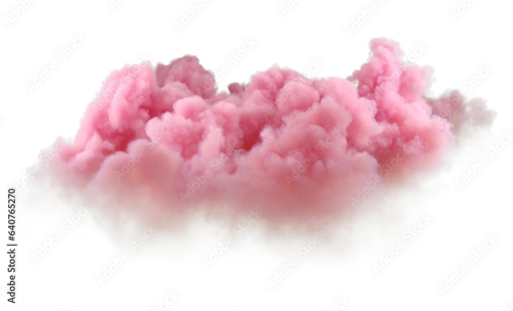 Serene smooth pink clouds freedom shapes cutout on transparent backgrounds 3d rendering png