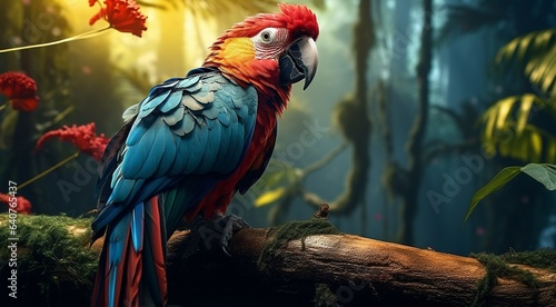 close-up of atropical wild bird in the forest, tropical wild bird, wild bird in the forest, bird sitting on the tree