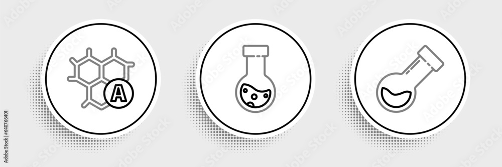 Set line Test tube and flask chemical, Chemical formula and icon. Vector Set line Test tube and flask chemical, Chemical formula and icon. Vector
