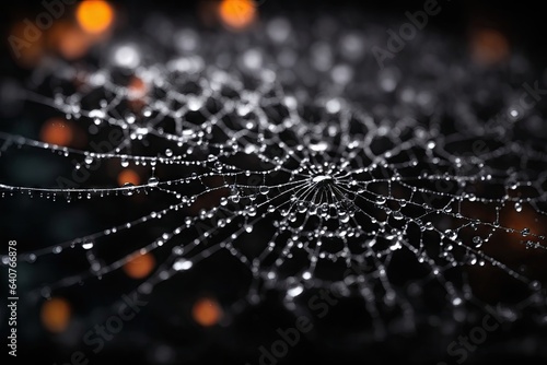 web with water drops background