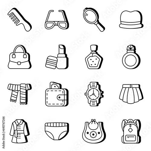 Pack of Fashion Accessories Linear Icons

