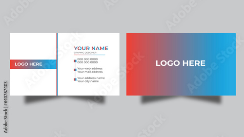 Creative and Clean Business Card Template.Personal visiting card with company logo. Vector illustration. Stationery design.