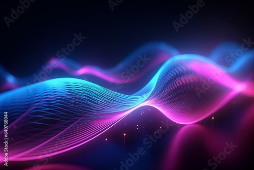 abstract futuristic background with pink blue glowing neon moving high speed wave Zigzag lines and bokeh lights. Data transfer concept Fantastic wallpaper.,Ai, Generative AI