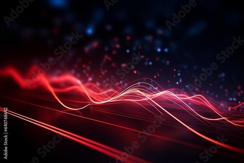 abstract futuristic background with red glowing neon moving high speed wave lines and bokeh lights. Data transfer concept Fantastic wallpaper, Generative AI