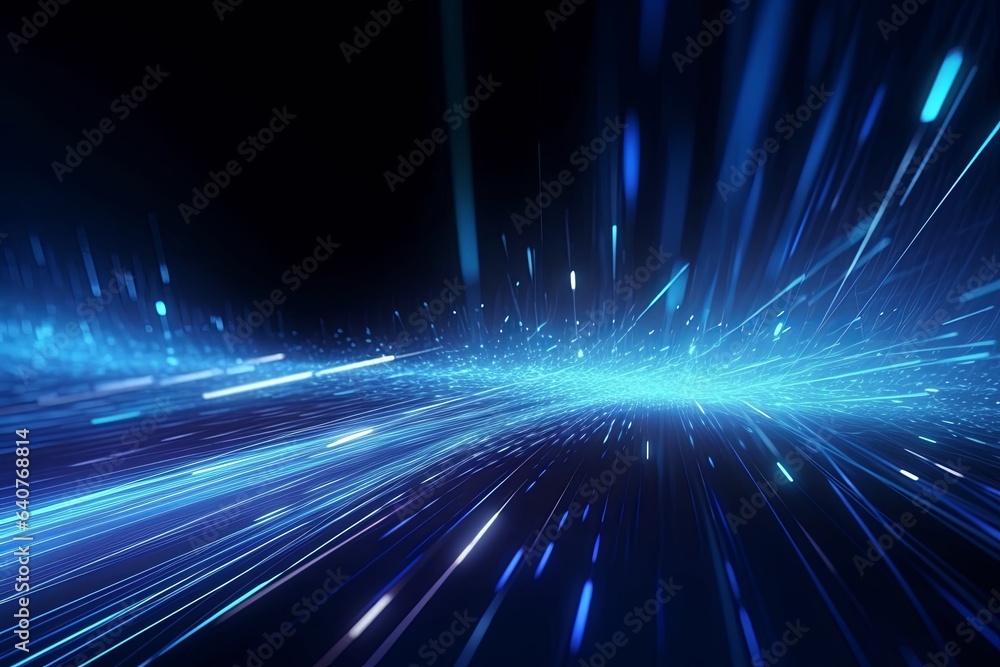 abstract futuristic background with dark blue glowing neon moving high speed wave lines and bokeh lights. Data transfer concept Fantastic wallpaper,Ai, Generative AI