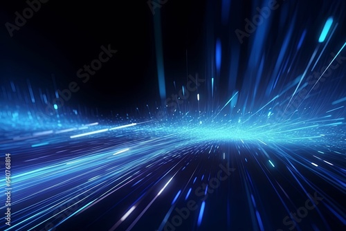 abstract futuristic background with dark blue glowing neon moving high speed wave lines and bokeh lights. Data transfer concept Fantastic wallpaper,Ai, Generative AI