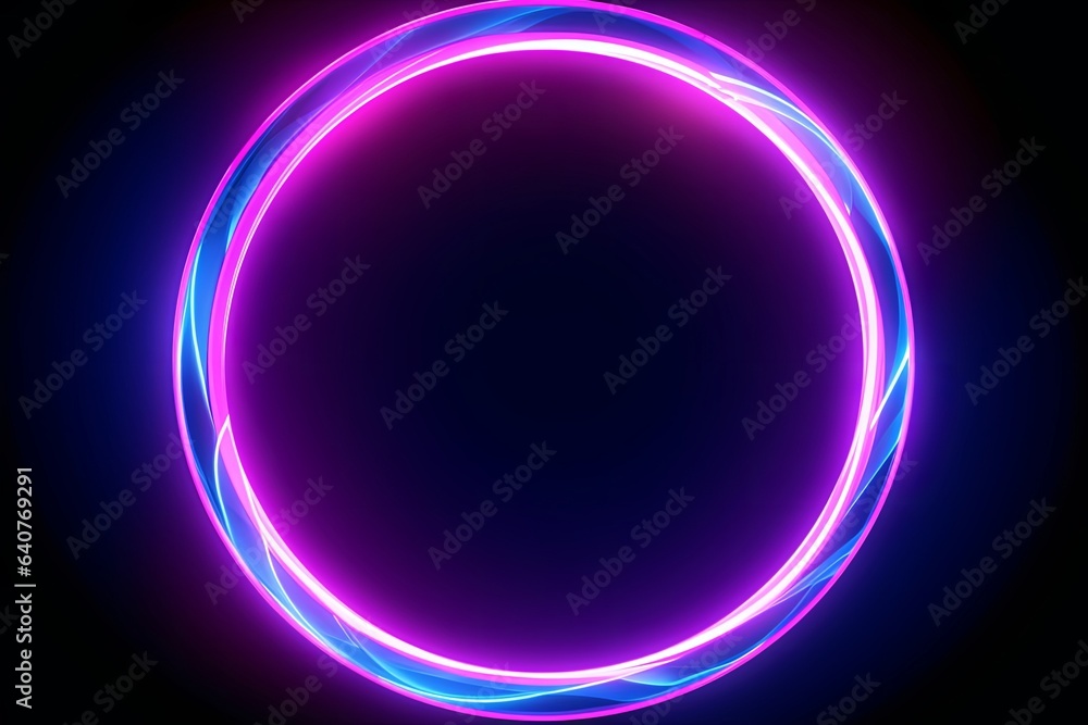 Obraz premium Neon Ring Pink Blue, Abstract background, Generative AI