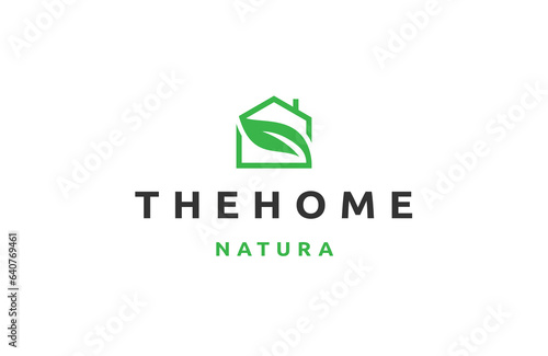 Home leaf logo icon design template flat vector
