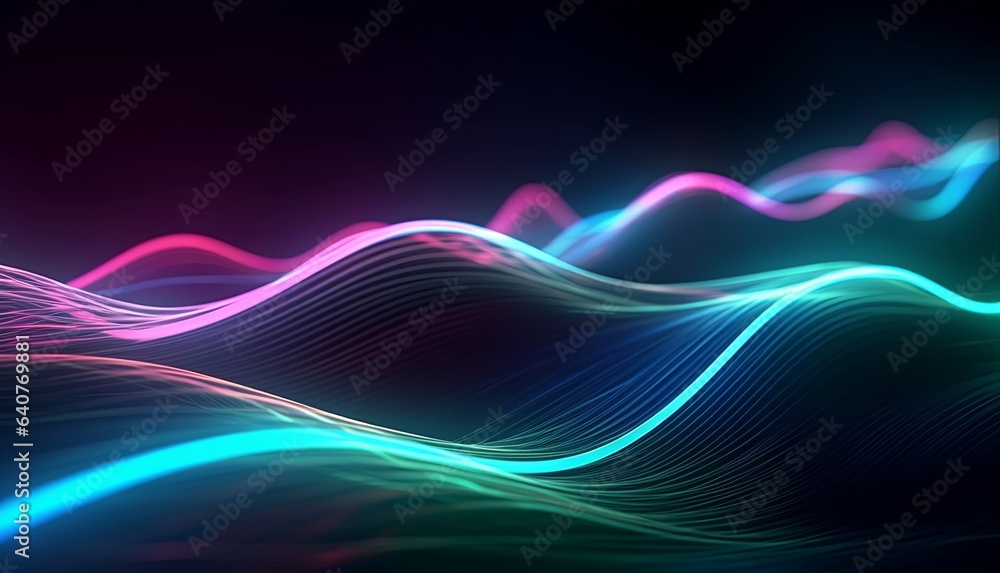 abstract futuristic background with pink blue green glowing neon moving high speed wave lines and bokeh lights. Data transfer concept Fantastic wallpaper, Generative AI abstract futuristic background with pink blue green glowing neon moving high speed wave lines and bokeh lights. Data transfer concept Fantastic wallpaper, Generative AI