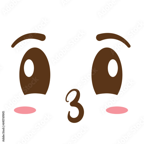 Isolated cute happy kissing facial expression Vector
