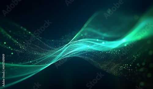abstract futuristic background with green blue glowing neon moving high speed wave lines and bokeh lights. Data transfer concept Fantastic wallpaper, Generative AI