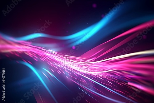 abstract futuristic background with pink blue glowing neon moving high speed wave lines and bokeh lights. Data transfer concept Fantastic wallpaper, Generative AI