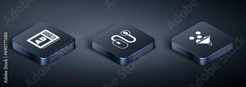 Set Isometric Advertising, Lead management and icon. Vector