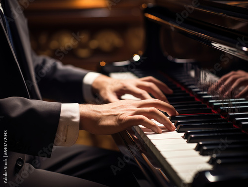 hands of a man playing piano in a show