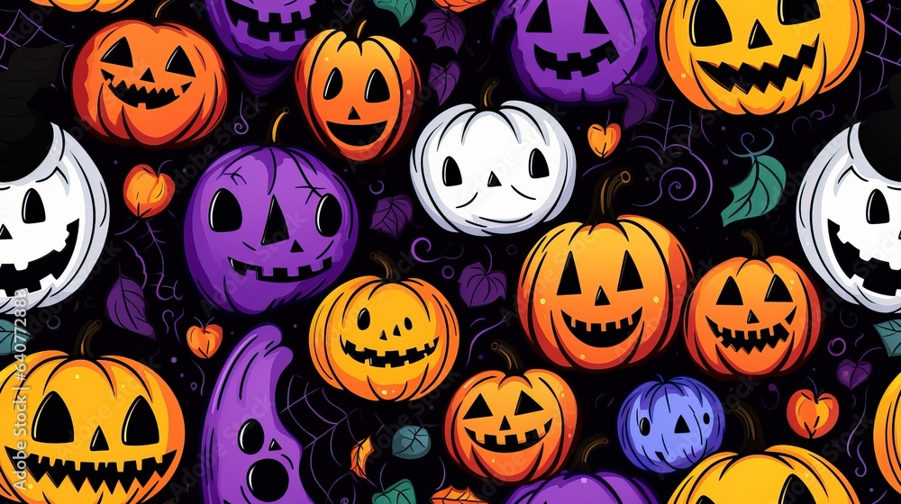 Obraz premium Colorful Tileable Pattern of Halloween. Wallpaper.