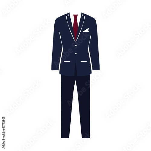 Men suit with tie and pants isolated on white, vector illustration 