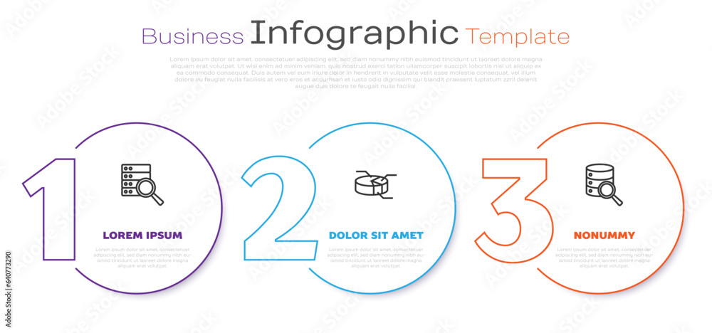 Set line Server, Pie chart infographic and . Business infographic template. Vector Set line Server, Pie chart infographic and . Business infographic template. Vector