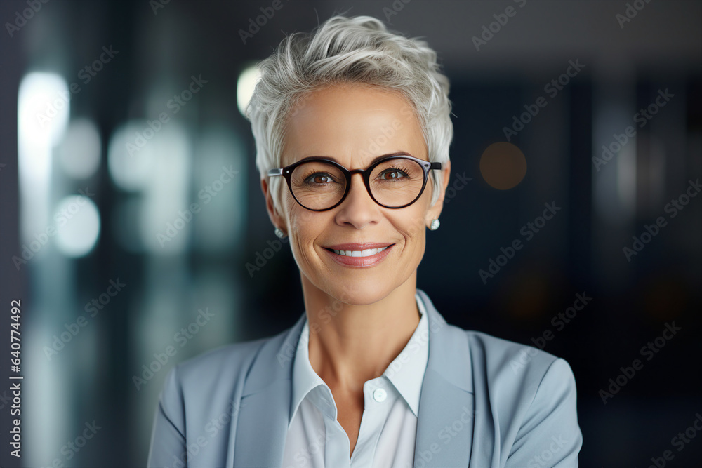 Generative ai collage image picture of aged business person happy smiling Generative ai collage image picture of aged business person happy smiling