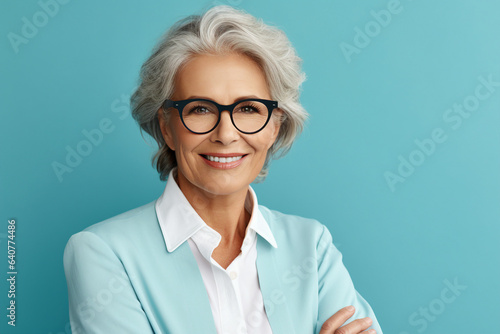 Generative ai collage image picture of aged business person happy smiling