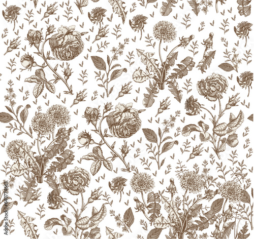 Thank You isolated roses floral. Wedding invitation baroque. Beautiful blooming realistic flowers. Vintage greeting card. Drawing engraving frame. Wallpaper vector illustration