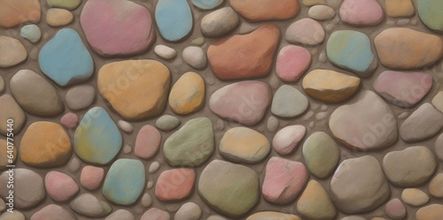 Color stones wall. AI generated illustration © vector_master