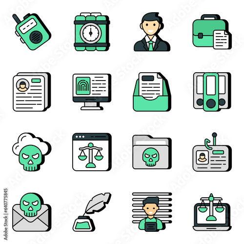 Pack of Law and Justice Flat Icons