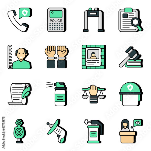 Pack of Law and Equity Flat Icons

