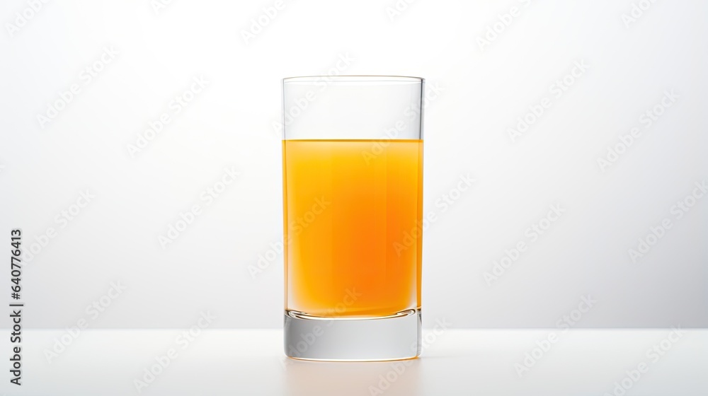 Image of a transparent glass filled with fresh juice on a white background. Image of a transparent glass filled with fresh juice on a white background.