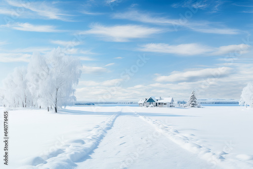 A pristine Nordic winter scene with a serene white expanse that is visually pleasing and elegant 