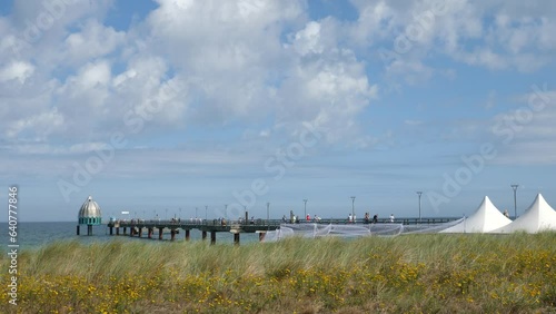 Zingst pier, Germany, Baltic Sea, with diving gondola photo