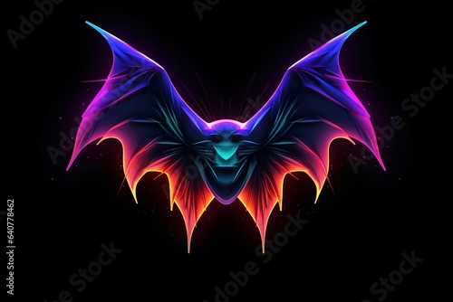 Graphic neon icon for bat photo